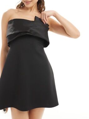 ASOS Black Strapless Fold-Over Mini Dress